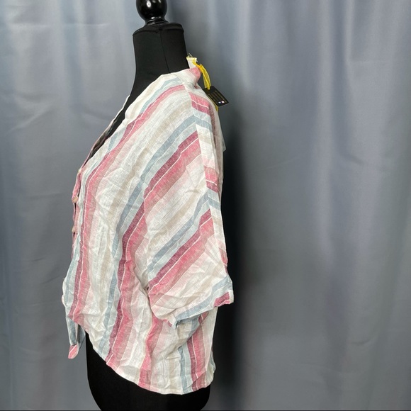 California Moonrise - Pink,blue and glitter stripped tie up button down shirt. - Picture 4 of 4